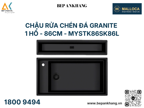Chậu rửa chén đá Granite 1 hố Malloca - MYSTK86SK86L (86cm)